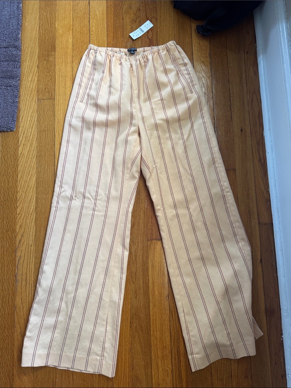 J. Crew Peach Striped Wide-Leg Chinos